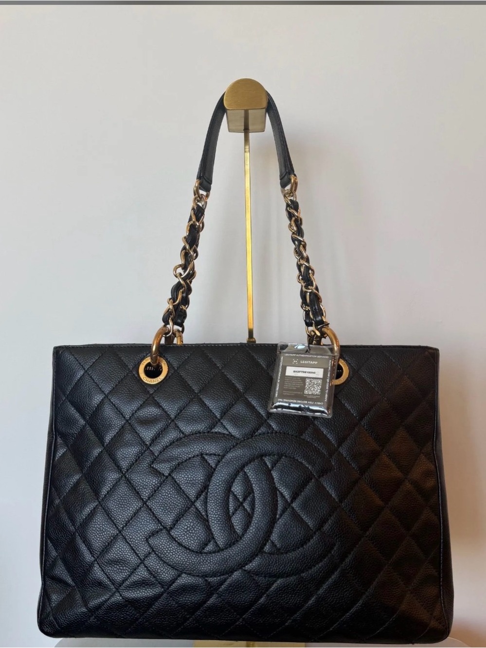Chanel Black Quilted Caviar Leather Grand Shopping Tote - GST